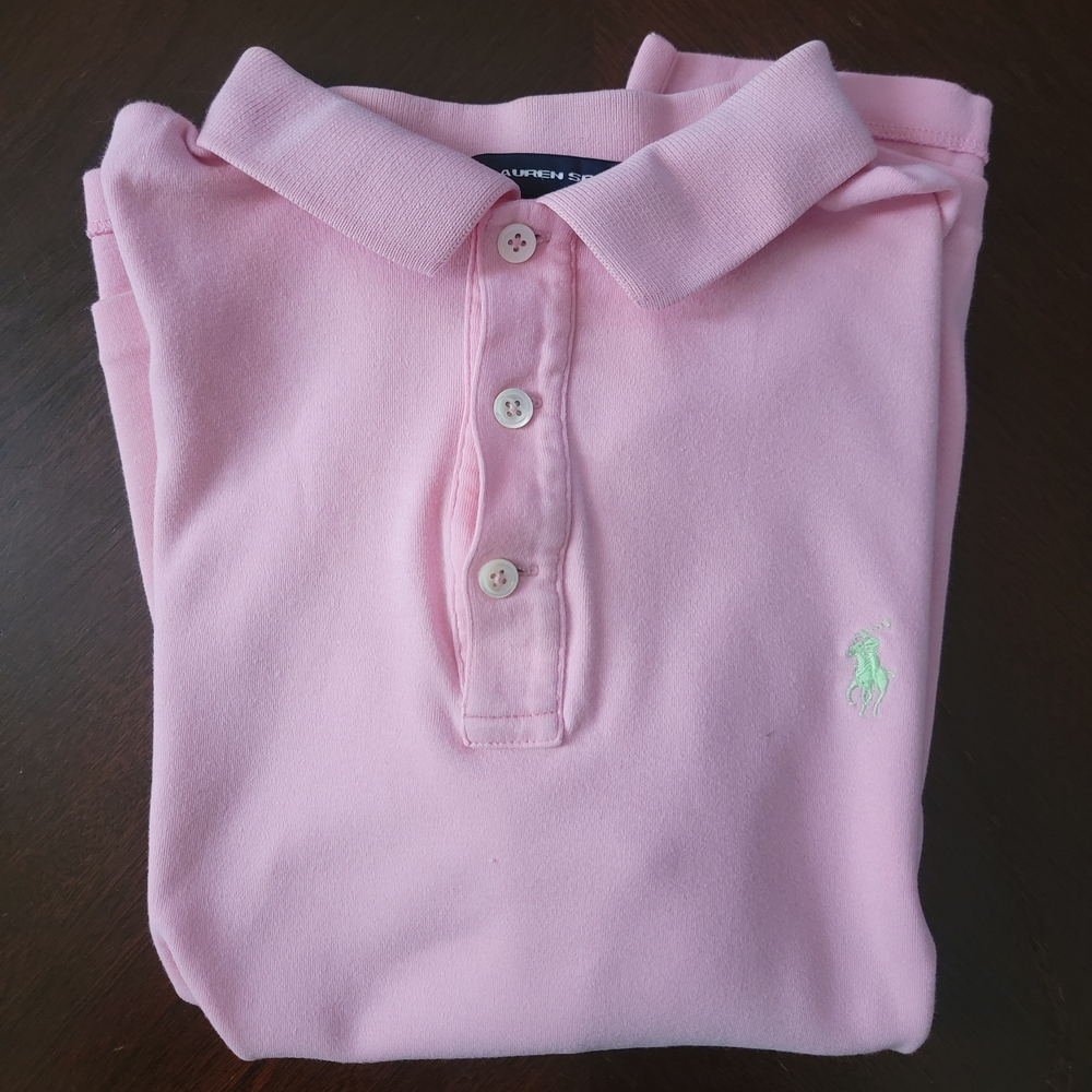 Light Pink Polo Shirt with Classic Collar and Embroidered Logo